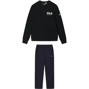 FILA Свитшот сет мужской комплект одежды Jet Black топ+Legend Blue низ