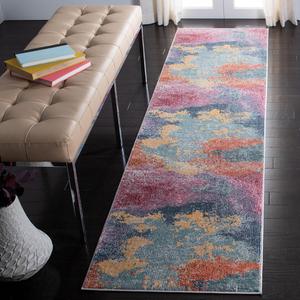 Ковер SAFAVIEH, 67 x 275 см, Porcello Collection Runner, Blue & Pink, дизайн в стиле бохо с эффектом потертости, не линяет и прост в уходе, идеален для помещений с высокой проходимостью в гостиной, спальне (PRL990M)