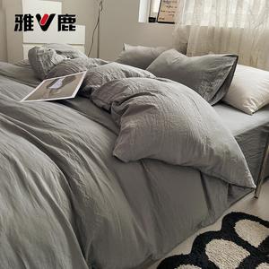 Yalu Комплект постельного белья 1,5 м, 4 предмета: пододеяльник 200х230 см, простыня на резинке, наволочки, цвет струящийся светло-серый, мягкий, комфортный, влаговпитывающий, дышащий