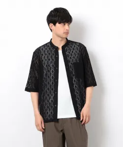 Кружевная рубашка с короткими рукавами и воротником-стойкой Comme Ca Ism, цвет Black