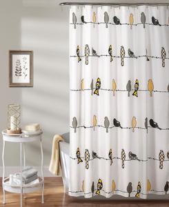 Занавеска для душа Rowley Birds, 72" x 72" Lush Décor, желтый