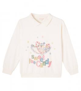 Свитшот из хлопкового джерси с пятнистым принтом Konges Sløjd, Antique White