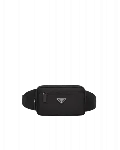 Поясная сумка из Re-Nylon и кожи сафьяно Prada, черный