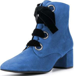 Женские ботинки YDN с круглым носком, шнуровкой, низким каблуком, замшевые, с боковой молнией, удобные для прогулок, Blue