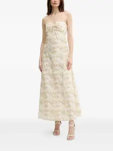 Макси-платье с цветочной вышивкой и люверсами Bardot, нейтральный