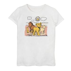 Топ с эскизом группового портрета для девочек 6–16 лет от Disney's The Lion King Licensed Character, белый