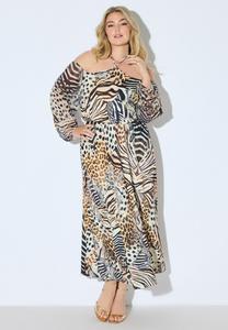 Платье Ulla Popken COLD SHOULDER ANIMAL PRINT, Dark Cement/Taupe