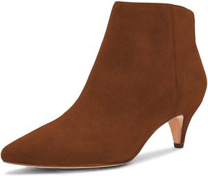 Женские шикарные ботильоны XYD с низким каблуком-кистен и заостренным закрытым носком, боковой молнией, для вечеринки, с блестками, модные короткие ботильоны, Sienna Brown