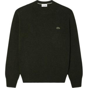 Шерстяной свитер с круглым вырезом LACOSTE, темный хаки