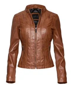 Классическая кожаная куртка с карманами на молнии. Bugatti, коричневый