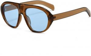 Модные солнцезащитные очки Melrose Fashion Oversized Pilot для женщин, стильные массивные очки для мужчин в стиле панк с градиентным переходом цвета и защитой от УФ-излучения UV400, Tea/Blue