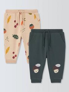 Детские хлопковые джоггеры с мишкой и овощами John Lewis, Pack of 2, Multi