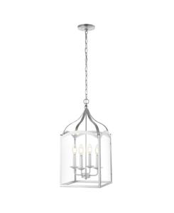 Подвесной светодиодный фонарь Ruth в традиционном классическом стиле с 4 плафонами Jonathan Y, цвет silver-tone