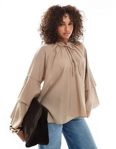 Топ в стиле бохо с оборками и многоярусными рукавами Vero Moda из норки