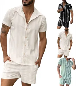 Мужской летний комплект из 2 предметов: рубашка с коротким рукавом и шорты Thatrich
