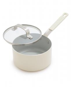 Керамическая антипригарная кастрюля Bobby Flay объемом 1,6 кварты с крышкой GreenPan, Light Beige