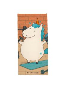 Mr. & Mrs. Panda Спортивное полотенце с единорогом, дизайн для фитнеса, без слогана, белого цвета