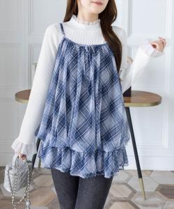 Полупрозрачная клетчатая туника-баллон