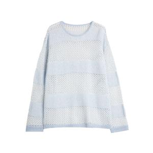 ELLE Трикотажный джемпер женский синий с круглым вырезом Moderate