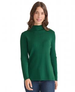 Небольшой свитер с широким ребристым воротником-стойкой Jones New York, Forest Green