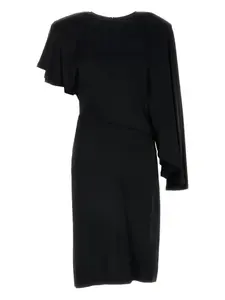 Драпированное платье с асимметричными рукавами STELLA MCCARTNEY, черный