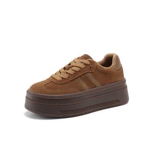 ST&SAT Женские низкие скейтерские кроссовки коричневые (с флисовой подкладкой), цвет Brown (Fleece-Lined)