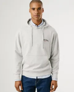 Мужская толстовка с регулируемым капюшоном и вышитым логотипом Pepe Jeans, светло-серый