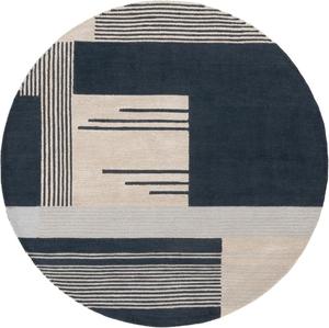 Ковер SAFAVIEH, 183 x 183 см,  Rodeo Drive Collection, круглый, Navy & Ivory, ручной работы из шерсти, дизайн Mid-Century Modern, идеально для гостиной, столовой, спальни (RD176N)