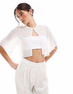 Свадебная мини-накидка из шифона белого цвета Tfnc