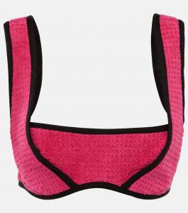 Бюстгальтер-топ из жаккардового хлопка Marine Serre, фуксия