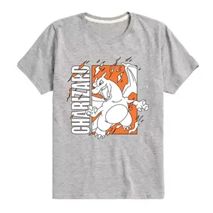 Футболка с рисунком покемона Чаризарда для мальчиков 8-20 лет Licensed Character, серый