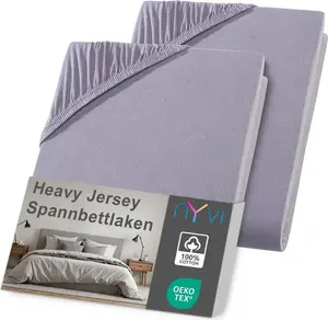Простыня на резинке DreamScience Heavy Jersey 140, 160 x 220 см, серая, 2 шт., для кроватей с пружинным блоком шириной до 32 см. Простыня на резинке, сохраняет форму, плотность 160 г/м², эластичная по всему периметру, не требует глажки. NYVI