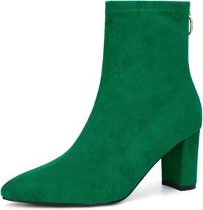 Женские ботильоны Allegra K с заостренным носком, молнией и массивным каблуком, Emerald Green