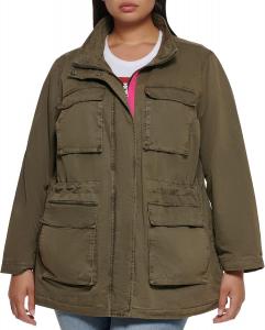 Женская хлопковая куртка Levi's с четырьмя карманами, оливковый/розовый