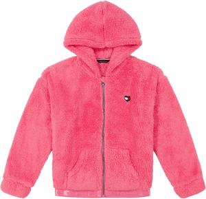 Флисовый свитер с круглым вырезом для девочек от Tommy Hilfiger, Hot Pink