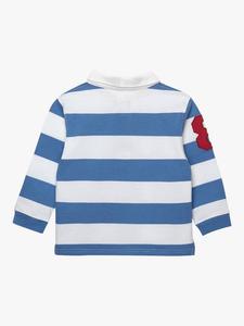 Младенца николая хлопок в полоску рубашка регби Trotters, цвет Denim Blue/White