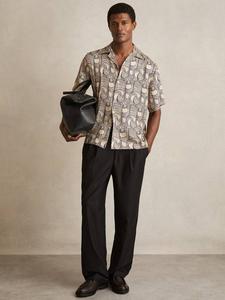 Футболка Regular Fit с абстрактным принтом Reiss, Off White/Navy