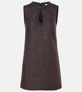 Мини-платье из твида с пайетками Self-Portrait, черный