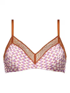 Бюстгальтер с кружевом и геометричным принтом Eres, фиолетовый