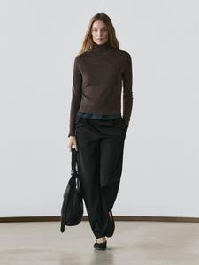Хлопковые брюки с вытачками Massimo Dutti, black