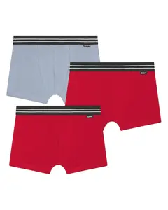 Набор из 3 однотонных детских трусов-боксеров с контрастной резинкой Dim, мультиколор
