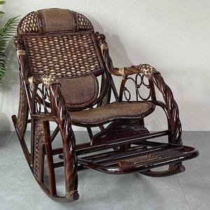 Fantasy Кресло-качалка из натурального ротанга с двойной подушкой, цвет coffee, плетение beading twisted rattan