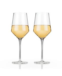 Набор из 2 бокалов для вина Шардоне Raye Angled Crystal, 13 унций (385 мл) Viski, прозрачный