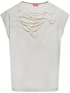 Футболка с рваными деталями Diesel, серый