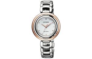 CITIZEN Часы Ecology-Drive Collection Solar Quartz Movement Watch Women's Watch White Dial, Silver