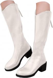 Женские сапоги IWIHMIV до середины икры с низким широким каблуком и молнией, высокие сапоги с широкой голенью, ретро длинные ботинки, белый