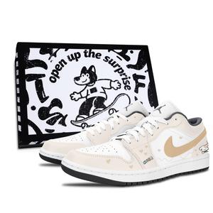 Jordan Air 1 Beige Brown милые устойчивые к истиранию низкие кроссовки для скейтбординга Unisex Beige