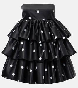 Атласное мини-платье с рюшами Rotate, 1000 Black Comb