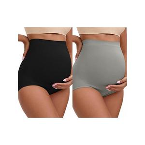 2 упаковки женских высоких трусов для беременных с эффектом подтяжки бедер бесшовные комфортные Inspire Chic, Gray Black