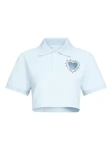 Укороченная рубашка поло с кристаллами AREA, синий